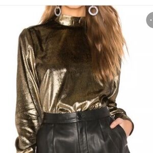 Frame Metallic Gold Tie Blouse